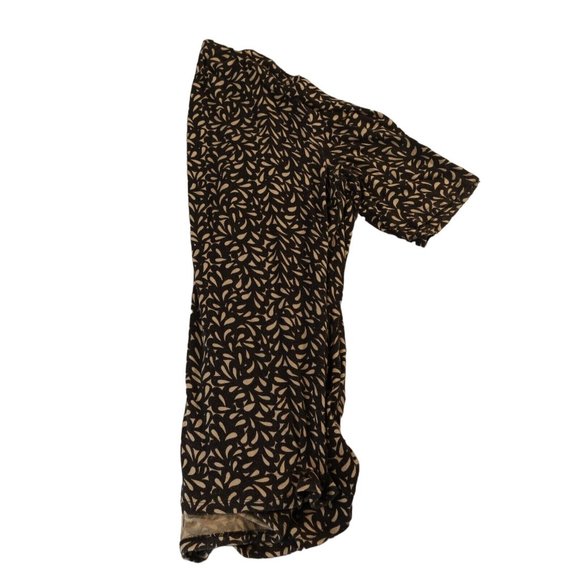 DANA BUCHMAN Top Women's Short Sleeve V-Neck Blouse Black Tan Large - Picture 6 of 12